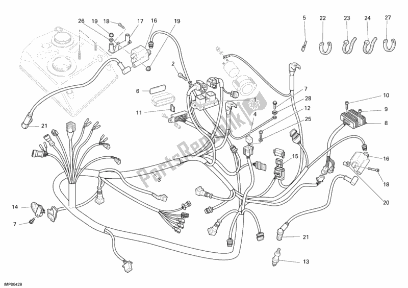 Tutte le parti per il Cablaggio Elettrico del Ducati Monster 695 USA 2007